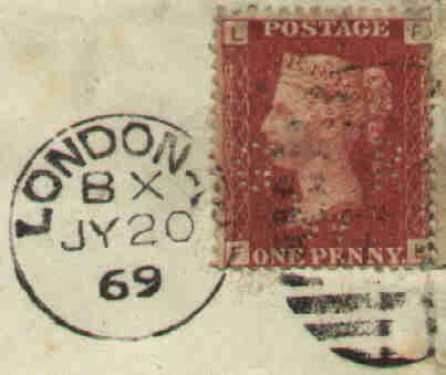 Closeup of the penny red on this cover with the GR/W initials